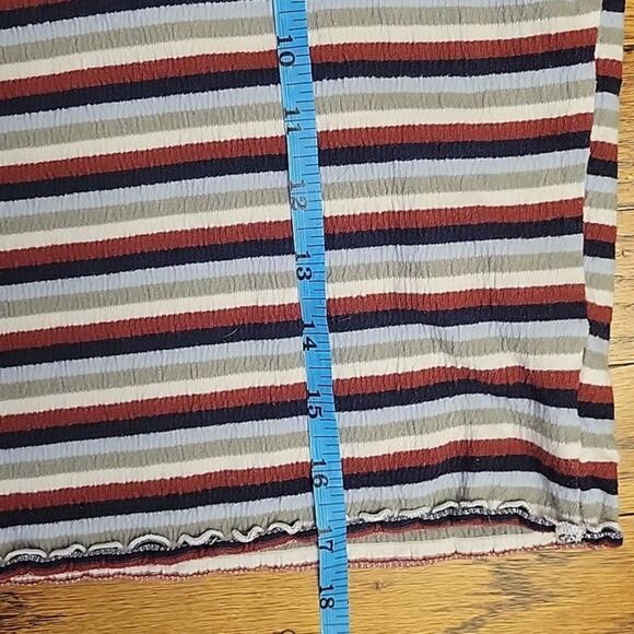 American Eagle Striped Crop Top Lettice Hem Summer Utility Y2K 90s Retro Size L - Picture 5 of 5